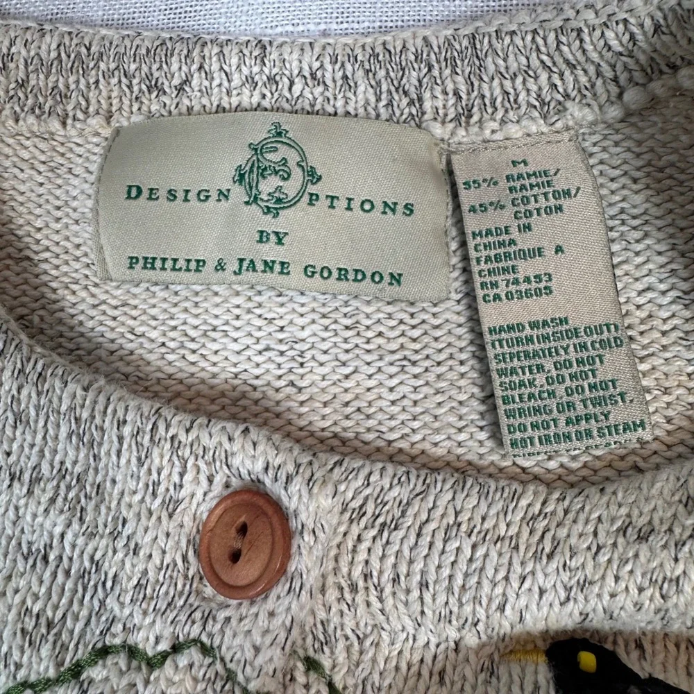 VTG Philip Jane Gordon Women M Cardigan Design Option Fall Apple Orchard Pumpkin